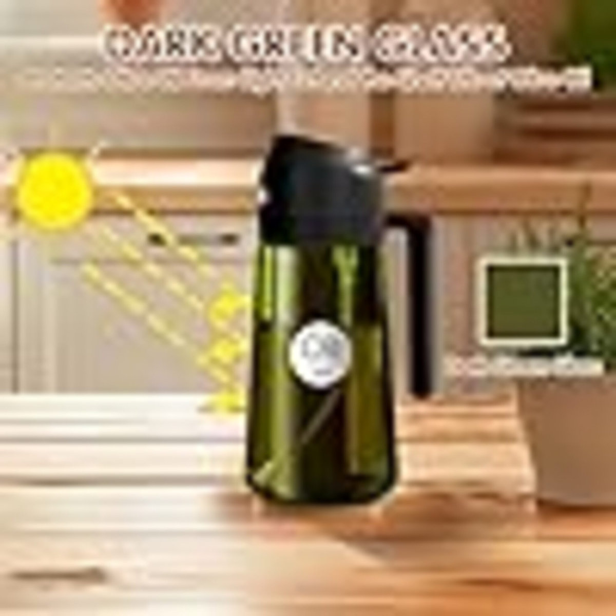 16Oz/470Ml 2PCS Light Blockage Dark Oil Sprayer For Cooking, 2 In 1 Olive Oil Dispenser Bottle For Kitchen, Glass Oil Bottle, Food-Grade Oil Mister For Air Fryer, BBQ